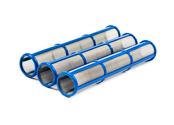 3 Stück Hauptfilter lang 100 Maschen blau für Graco Airlessgeräte Ø 31 mm, Höhe 180 mm